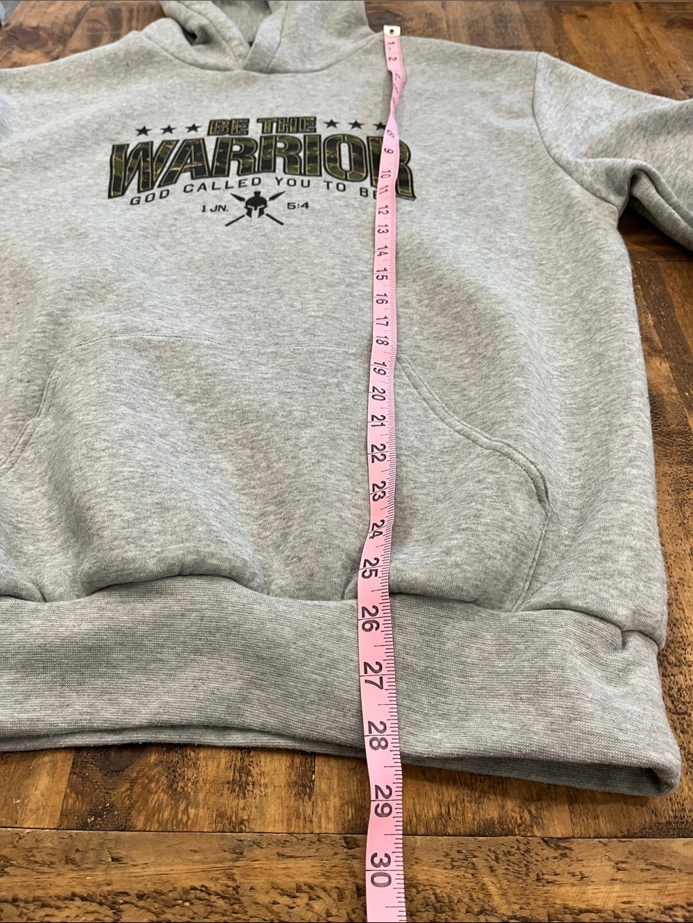 “Be The Warrior God Called You To Be” Heathered Grey Graphic Hoodie - Picture 7 of 9